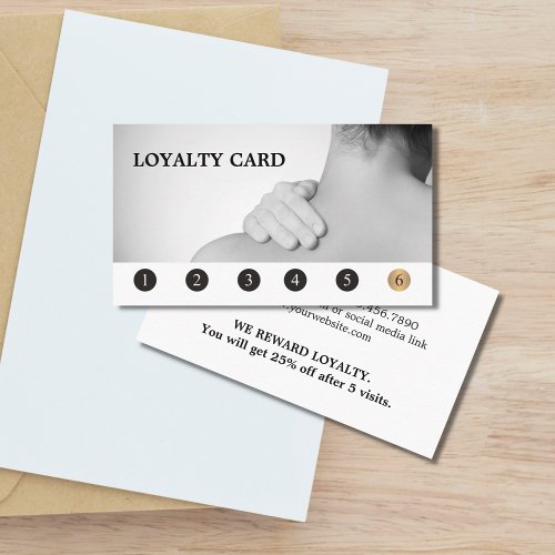 Modern Elegant Massage Therapist Grey Gold Loyalty Card