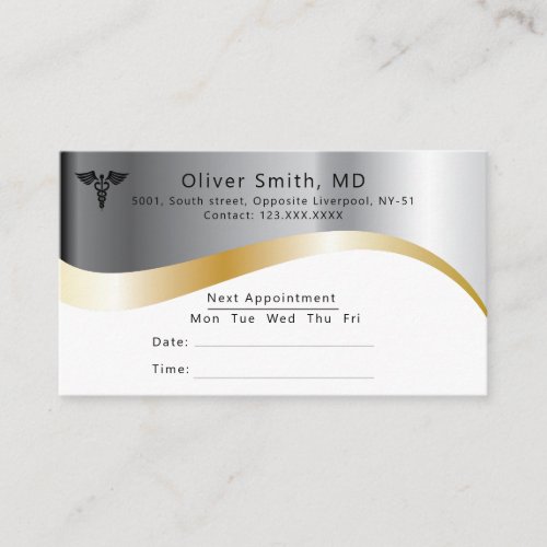  Modern Elegant  MD Doctor Office Appointment Card