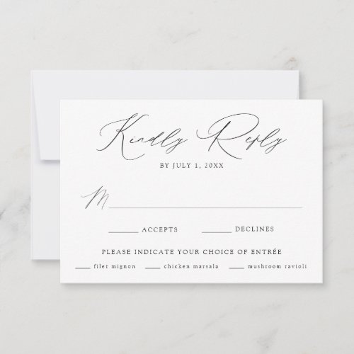 Modern Elegant Meal Choice Wedding RSVP Card