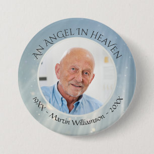Modern Elegant Memorial ANGEL IN HEAVEN Photo Button