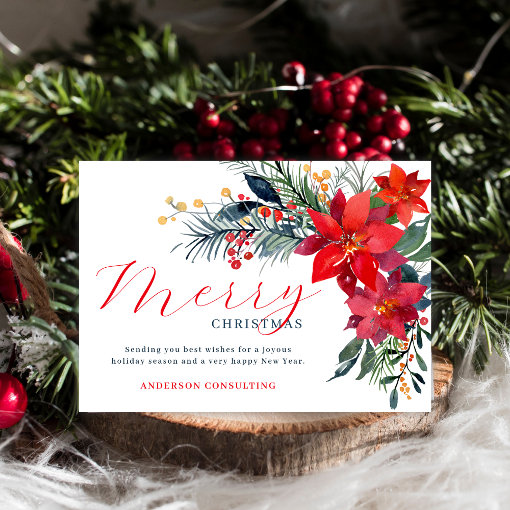 Modern Elegant Merry Christmas Business Holiday Card | Zazzle