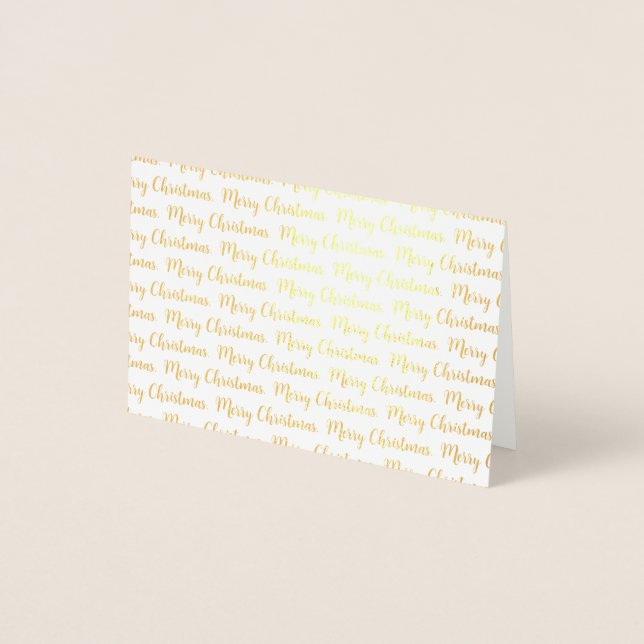 Modern Elegant Merry Christmas Calligraphy Gold Foil Card (Front)