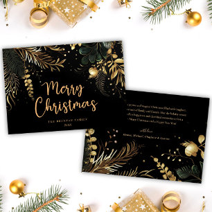 Modern Elegant Merry Christmas Festive Botanical Holiday Card