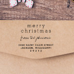 Modern & Elegant Merry Christmas Greetings Family  Rubber Stamp<br><div class="desc">This simple and modern Christmas rubber stamp design features " Merry Christmas" in a modern slab serif font, your family name in handwritten script, and below your address details in clear capital letters. This stamp is perfect for adding that festive touch to all your letters this Christmas. Click the "Personalize...</div>