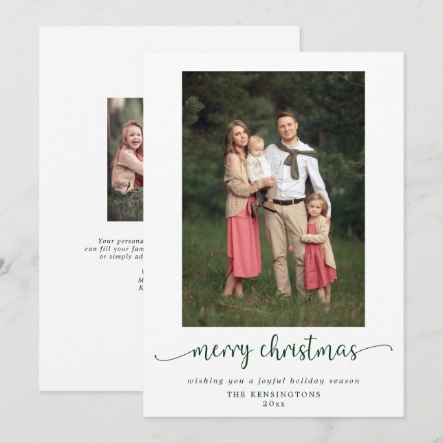 Modern Elegant Merry Christmas Holiday Photo Card (Front/Back)