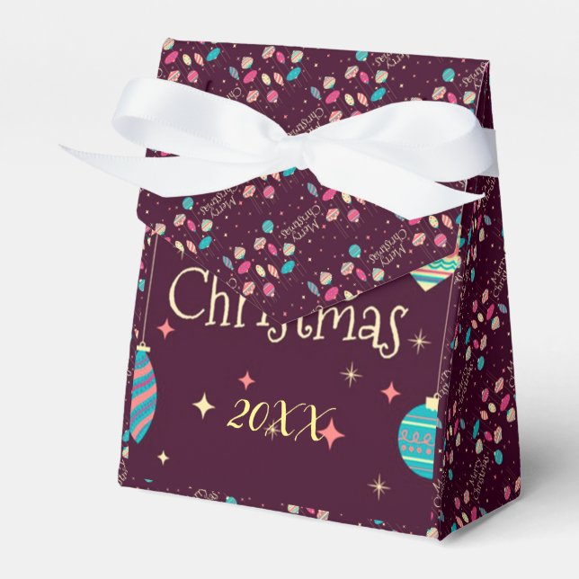 Modern Elegant Merry Christmas Holidays Favor Boxes (Front Side)