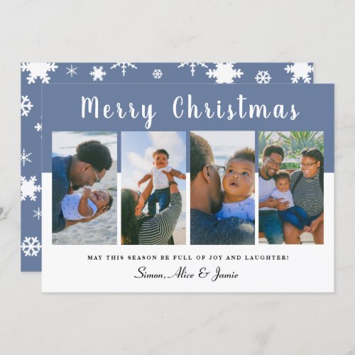 Modern Elegant Merry Christmas Photo Collage  Holiday Card