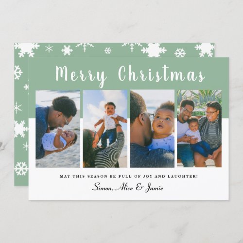 Modern Elegant Merry Christmas Photo Collage Holiday Card