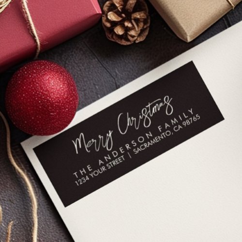 Modern Elegant Merry Christmas Tree and Reindeer Label