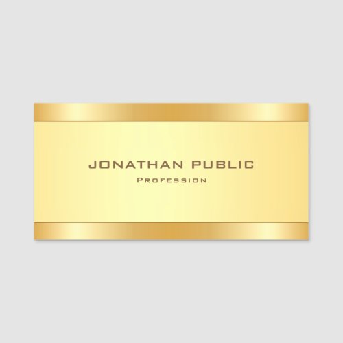 Modern Elegant Metallic Look Gold Professional Name Tag