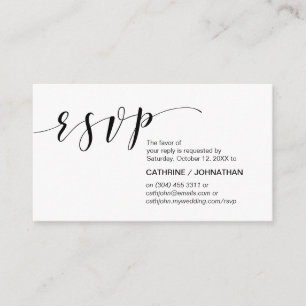Modern Elegant, minimal, Black Script, RSVP Enclosure Card