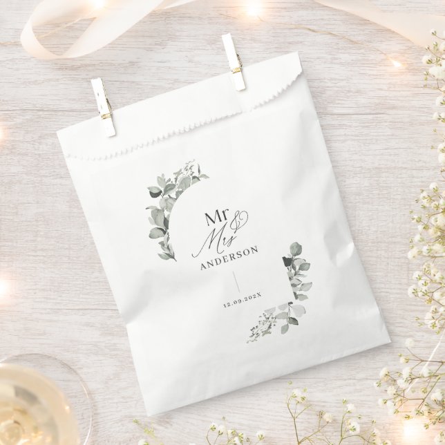 Modern elegant minimal botanical eucalyptus favor bag (Clipped)