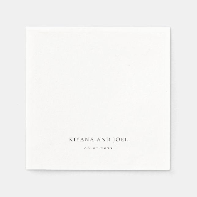 Modern Elegant Minimal Couples Names Wedding Napkins (Front)