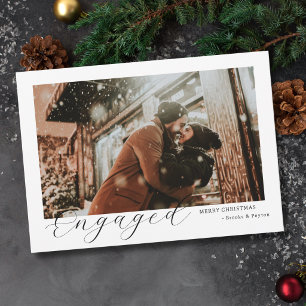 modern elegant minimal Engaged Christmas photo Holiday Card