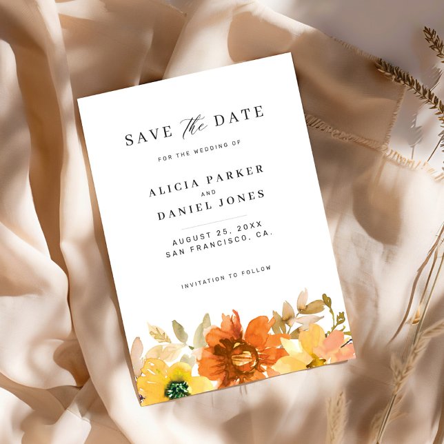 Modern elegant minimal floral wedding save the date (Creator Uploaded)