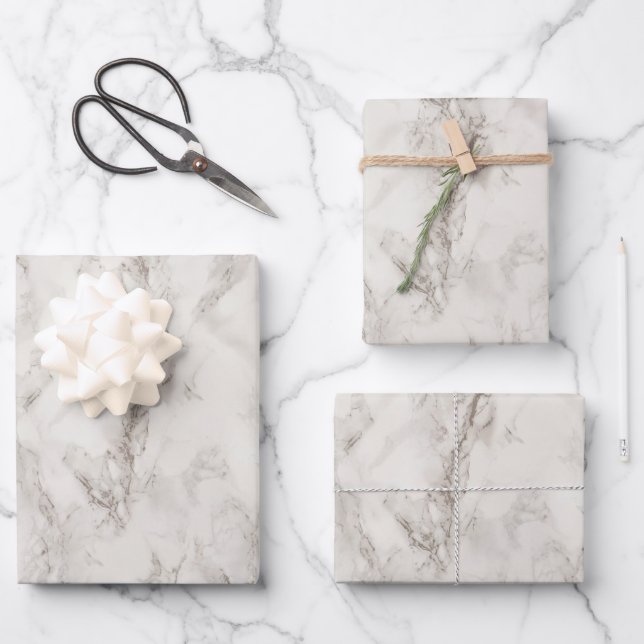 Modern Elegant Minimal Gray Marble Stone Texture Wrapping Paper Sheets (Front)