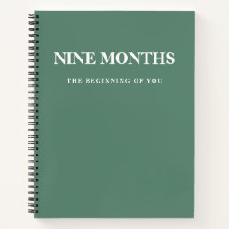 Modern Elegant Minimal Green Pregnancy Gift Notebook
