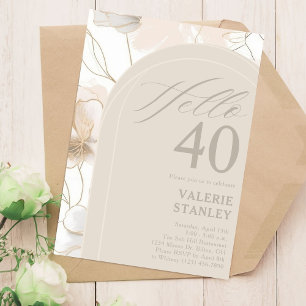 Modern Elegant Minimal Neutral Women's Birthday Invitation