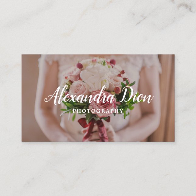 Modern elegant minimal overlay photography business card (Front)