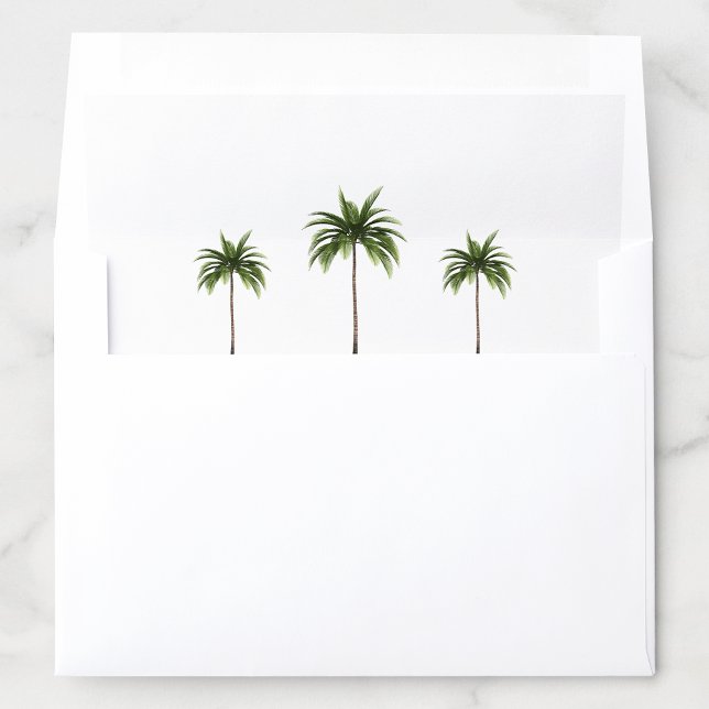 Modern Elegant Minimal Palm Tree Wedding Envelope Liner (Creator Uploaded)