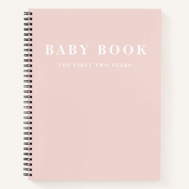 Modern Elegant Minimal Pastel Pink Baby Book (Front)