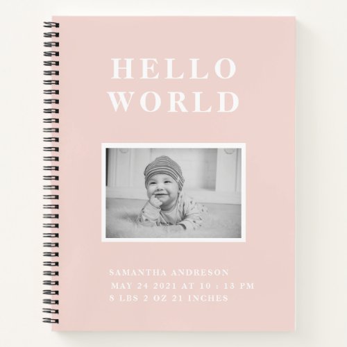 Modern Elegant Minimal Pastel Pink Baby Notebook