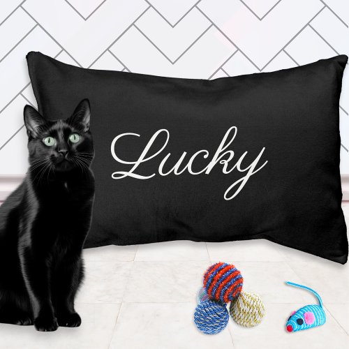 Modern Elegant Minimal Personalized Cat Name Black Pet Bed