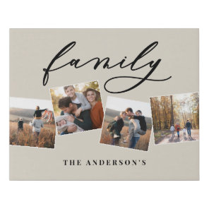Modern elegant minimal photo collage personalized  faux canvas print