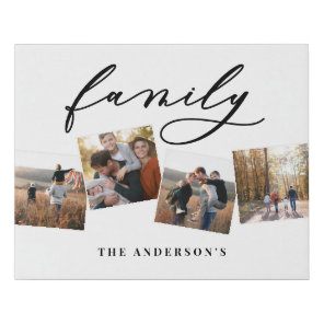 Modern elegant minimal photo collage personalized  faux canvas print
