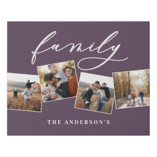 Modern elegant minimal photo collage personalized faux canvas print