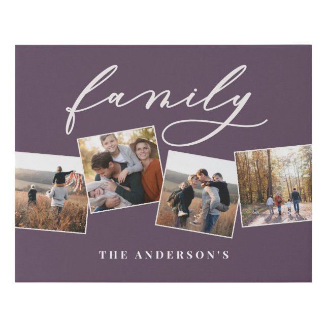 Modern elegant minimal photo collage personalized  faux canvas print (Front)