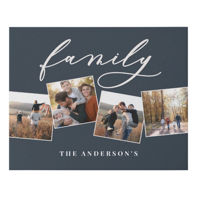 Modern elegant minimal photo collage personalized faux canvas print (Front)