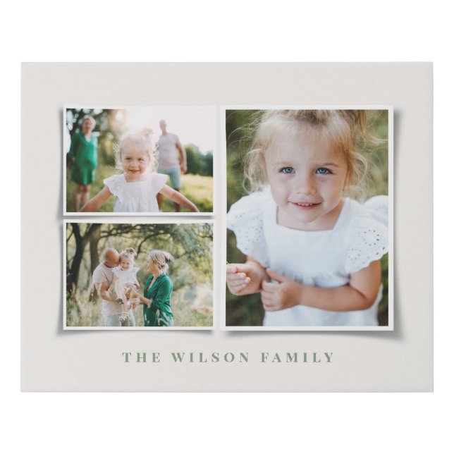 Modern elegant minimal photo collage personalized faux canvas print (Front)