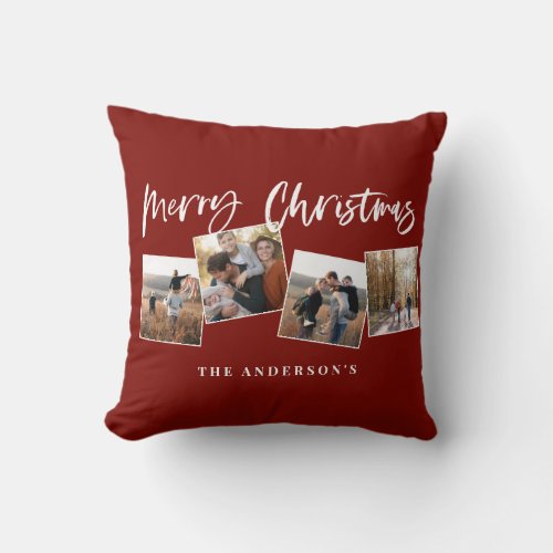Modern elegant minimal photo collage personalized throw pillow