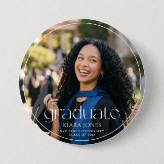 Modern Elegant Minimal Photo Graduation Keepsake Button