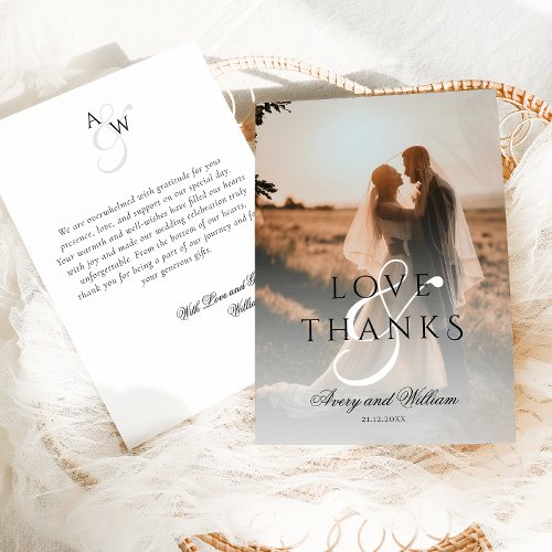 Modern Elegant Minimal Photo Wedding Thank You Card