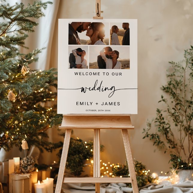 Modern Elegant Minimal Photos Wedding Welcome Foam Board (Modern Elegant Minimal Photos Wedding Welcome Foam Board)