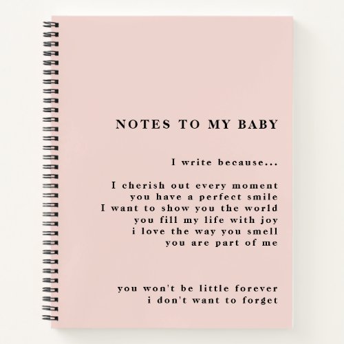 Modern Elegant Minimal Pink Notes To My Baby Notebook
