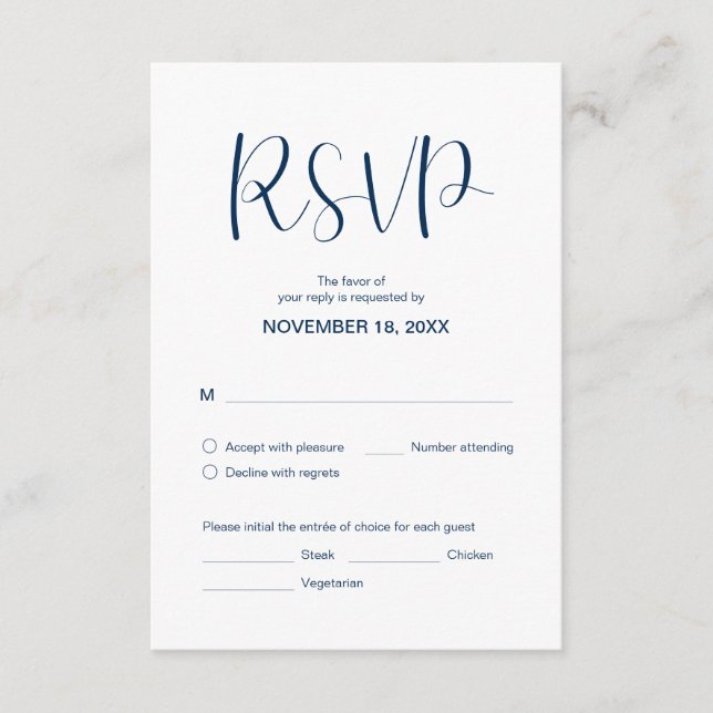 Modern Elegant Minimal, RSVP,  Gold Font, Respond Enclosure Card (Front)