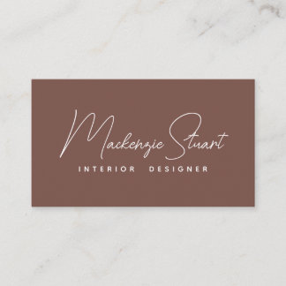 Modern Elegant Minimal Script Terracotta Business Card