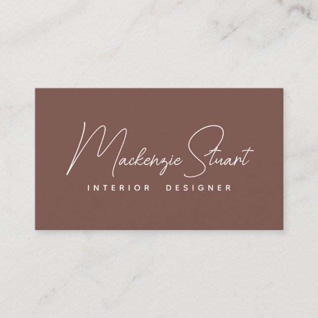 Modern Elegant Minimal Script Terracotta  Business Card (Front)