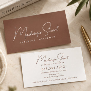 Modern Elegant Minimal Script Terracotta Business Card
