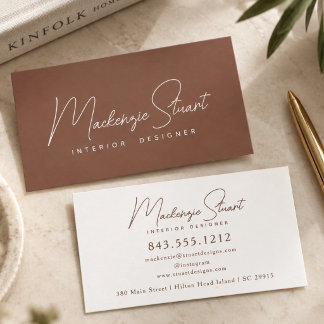 Modern Elegant Minimal Script Terracotta Business Card