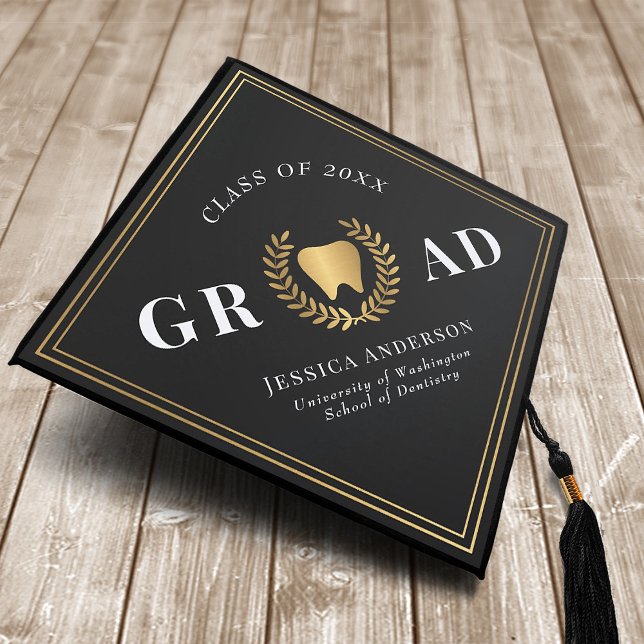 Modern Elegant Minimal Simple Dentistry School Graduation Cap Topper (Creator Uploaded)