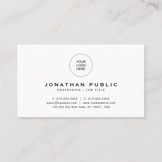 Modern Elegant Minimal Sleek Your Custom Text Business Card (Front)