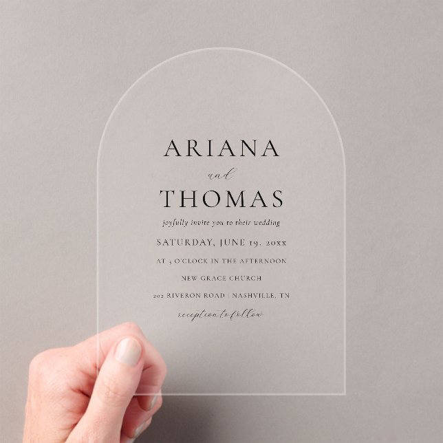 Modern Elegant Minimal Wedding Acrylic Invitations (Insitu (Handheld))