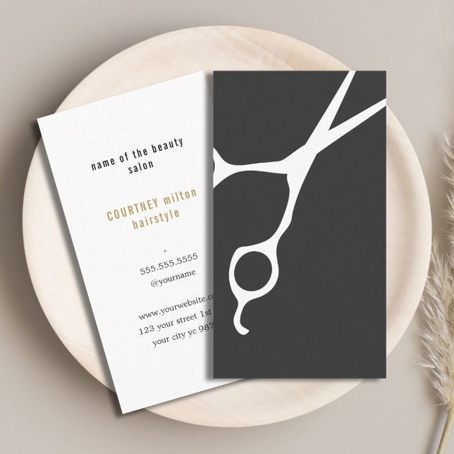 Modern Elegant Minimal White Grey Hair Stylist Business Card (Creator Uploaded)