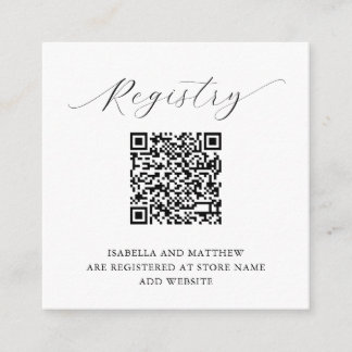 Modern Elegant Minimalist Add QR Code Registry Enclosure Card