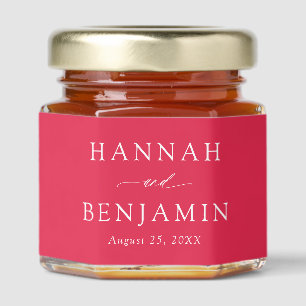 Modern Elegant Minimalist Amaranth Pink Wedding Honey Jar Favors