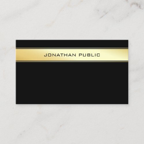 Modern Elegant Minimalist Black And Gold Simple Business Card